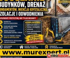 Osuszanie budynków, drenaż fundamentów, iniekcja krystaliczna, izolacje i odwodnienia